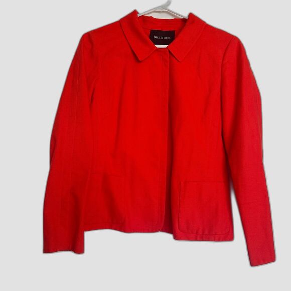 Lafayette 148 New York Collared Button Up Blazer Jacket Size 6 Red - Picture 1 of 8